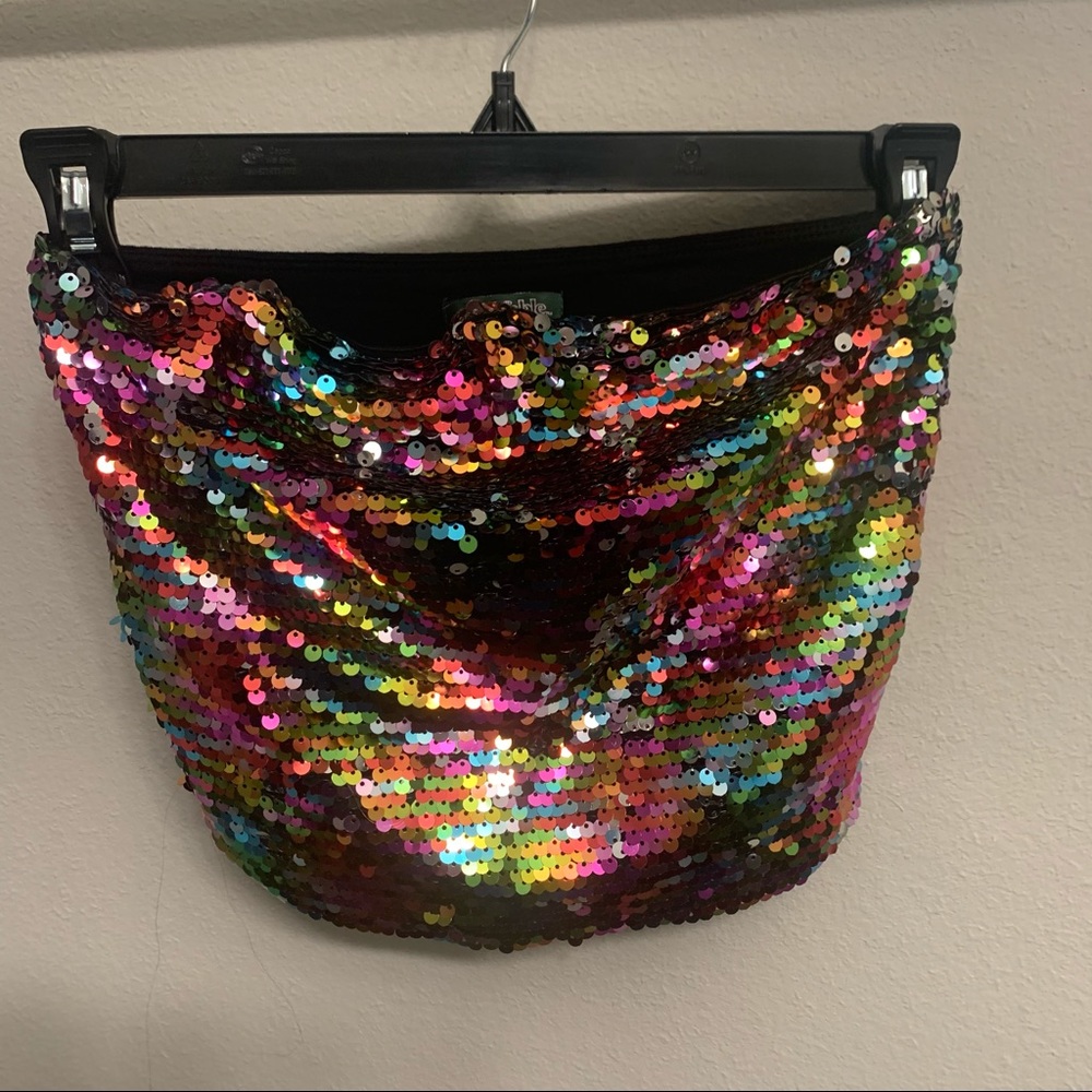 Multi color sequin tube top